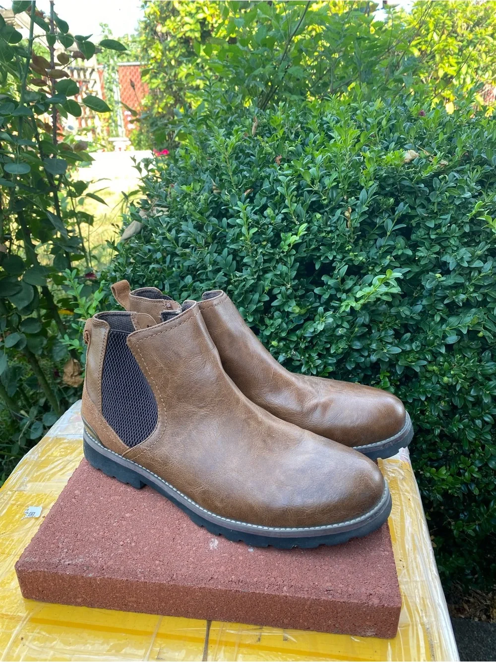 Dr Scholls Men's Brown Leather Chelsea Boots Slip-On Ankle Boots SZ 10.5M